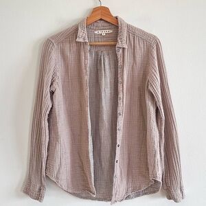 Xirena Scout gauze cotton tan neutral button down long sleeve shirt XS